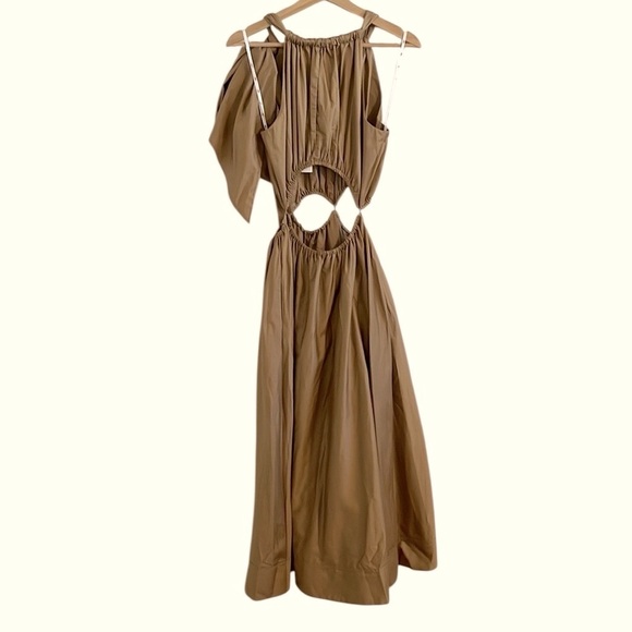 Aje Henriette Tie Strap Midi Dress US Women’s Size 6 Cut Out NWT Willow Brown - Picture 7 of 16